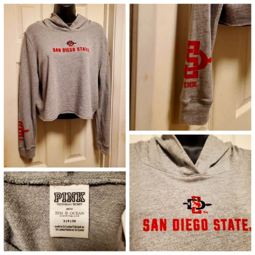 PINK San Diego State Aztecs Cropped Hoodie/SMALL-MEDIUM